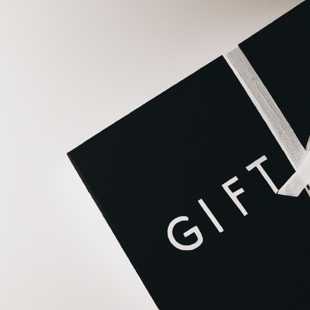 Carte cadeau minimaliste élégante noire et blanche